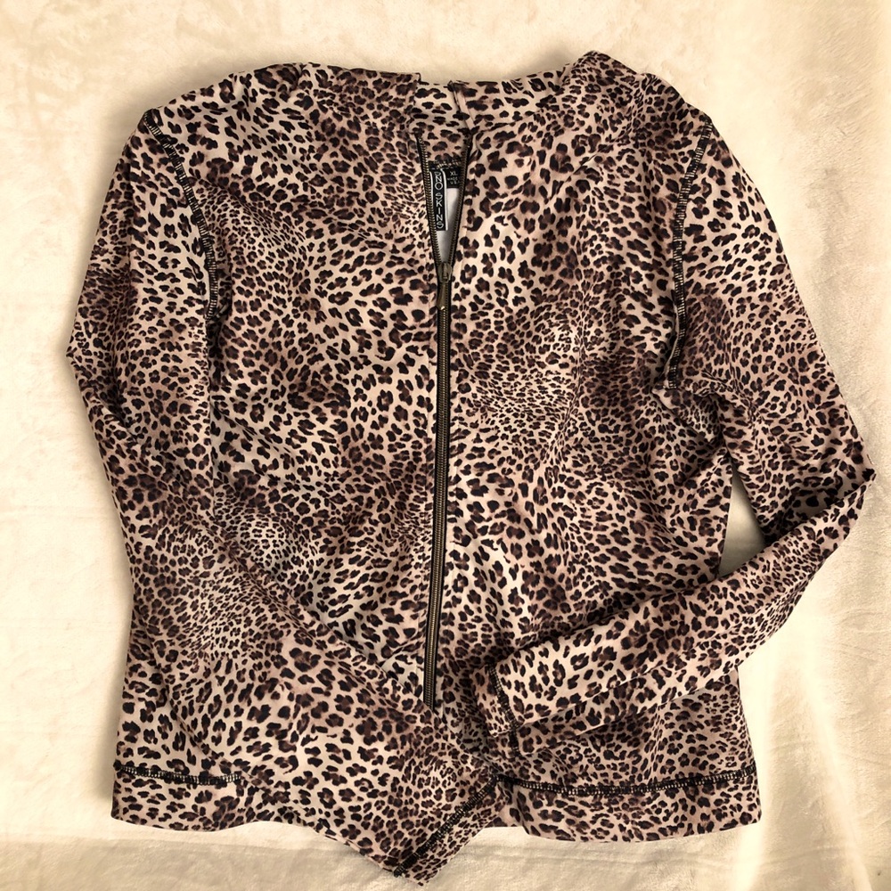 Womens Sno Skins Leopard Jacket Size XL Hooded Zip Warmup